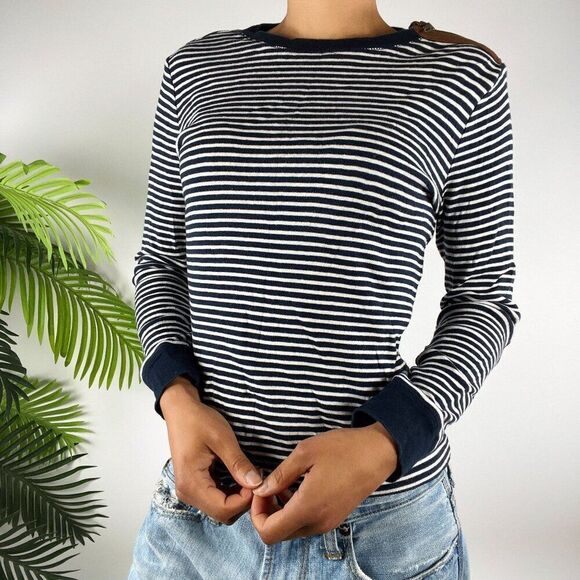 Women's Vintage Ralph Lauren Nautical Coastal Chic Striped Long Sleeve Shirt / S - Picture 3 of 6